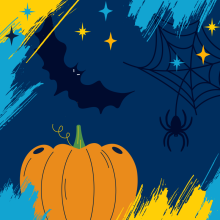 Pumpkin, bats and stars.