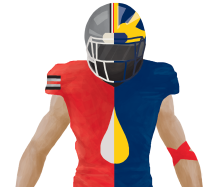 Football player with 2 different uniforms