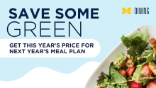 Photo of salad with text "Save Some Green"