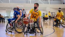 Photograph of a wheelchair basketball game in action!