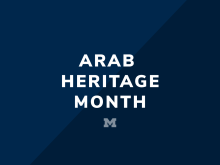Text: "Arab Heritage Month" against a blue background