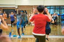 Photograph of a Group-X Zumba class