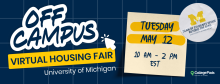 Off campus housing with date and time details