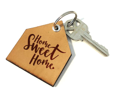 House Key with Home Sweet Home writing.