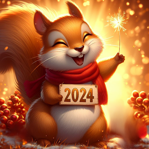 Chipmunk holding sparkler celebrating the new year