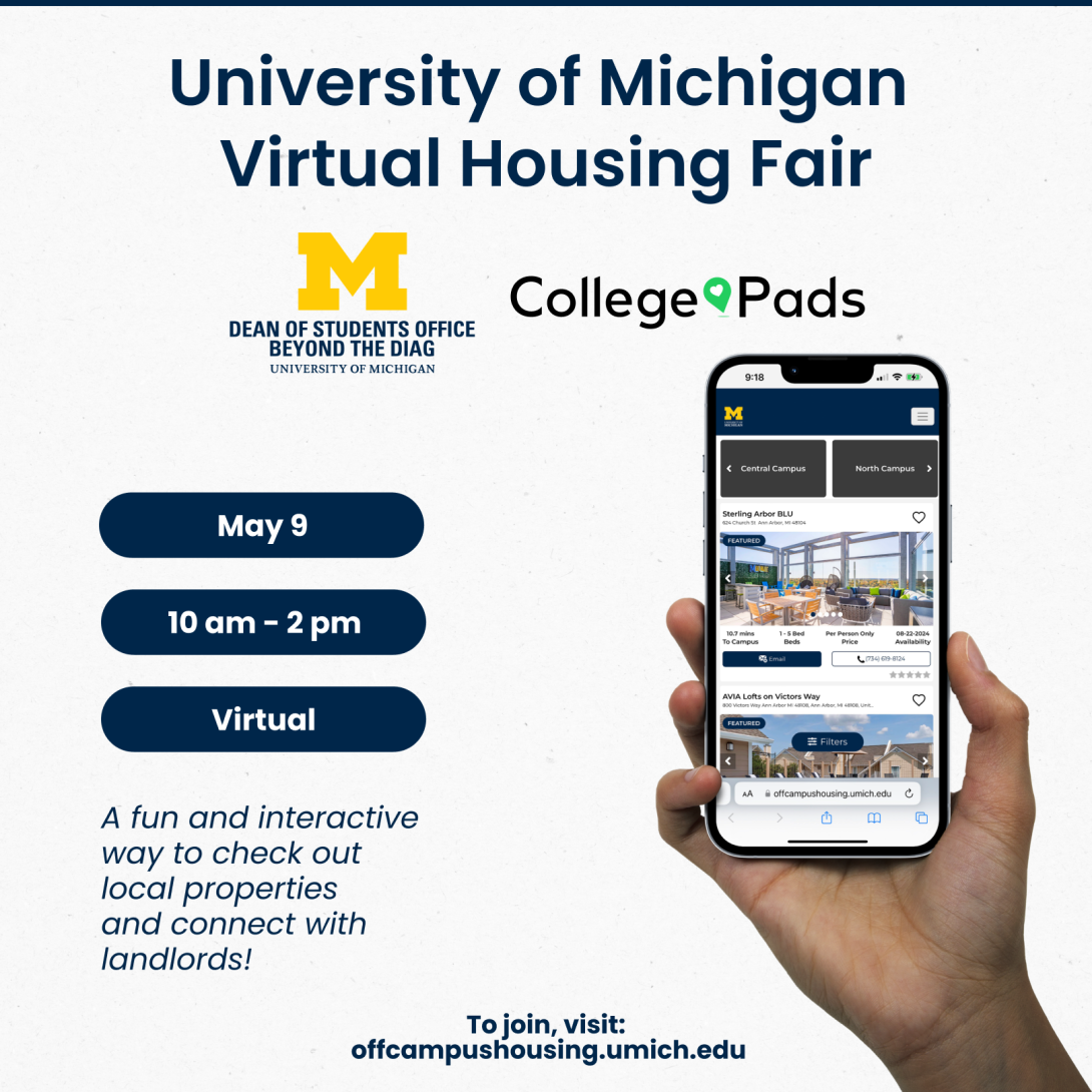 Housing fair flyer with dates and information and a phone image