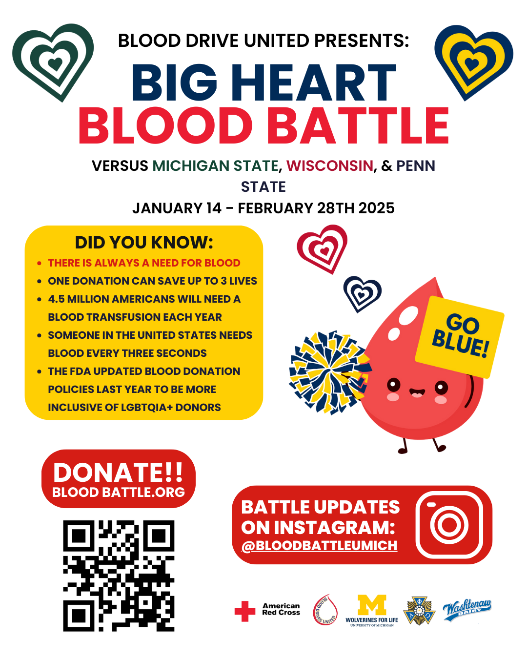 Poster with information about the Big Heart Blood Battle