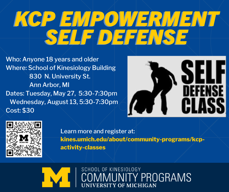 Poster with information about the KCP Empowerment Self Defense class 