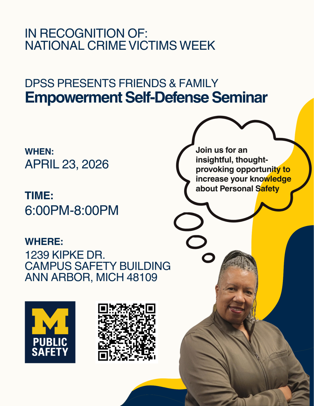 Poster with information about the Empowerment Self-Defense Seminar.