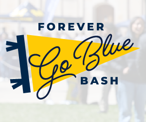 Illustration of a pennant with the text "Forever Go Glue Bash."