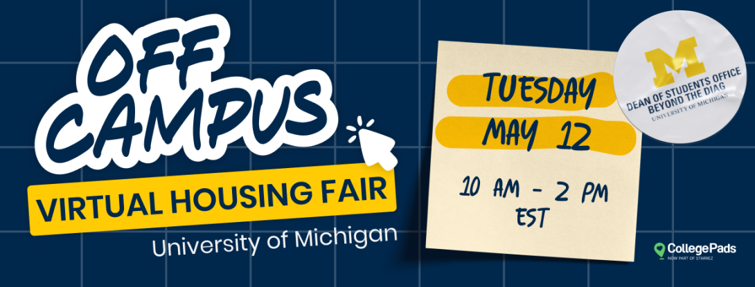 Off campus housing with date and time details